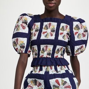 Sea New York Puff Sleeve Smocked Top